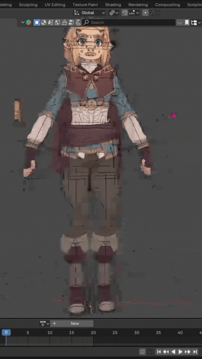 Zelda 3D Model - Wireframe Animation